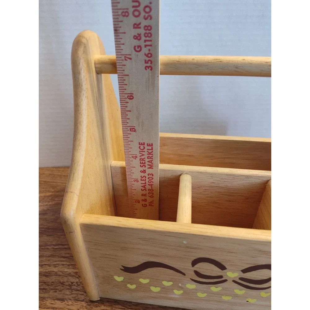 Wooden Cottage Core Craft, Remote Caddy. Or Napkin &  Silverware Painted